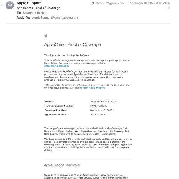 AirPods Max - Blue - Brand new, never used. With case. AppleCare has expired. - Picture 2 of 6